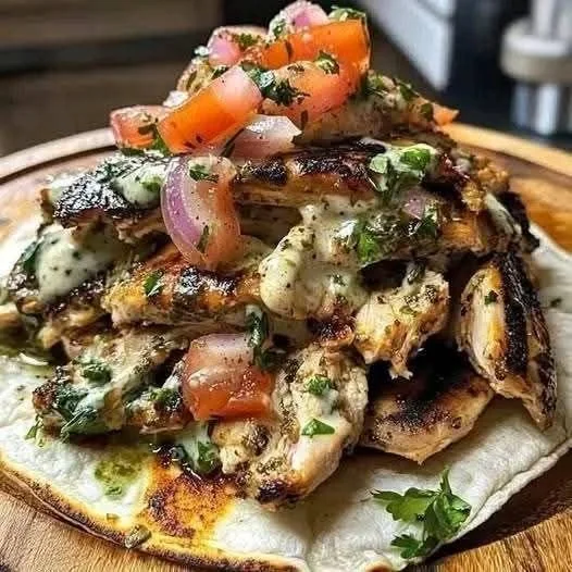 Herb-Infused Mediterranean Chicken Gyro served with fresh ingredients