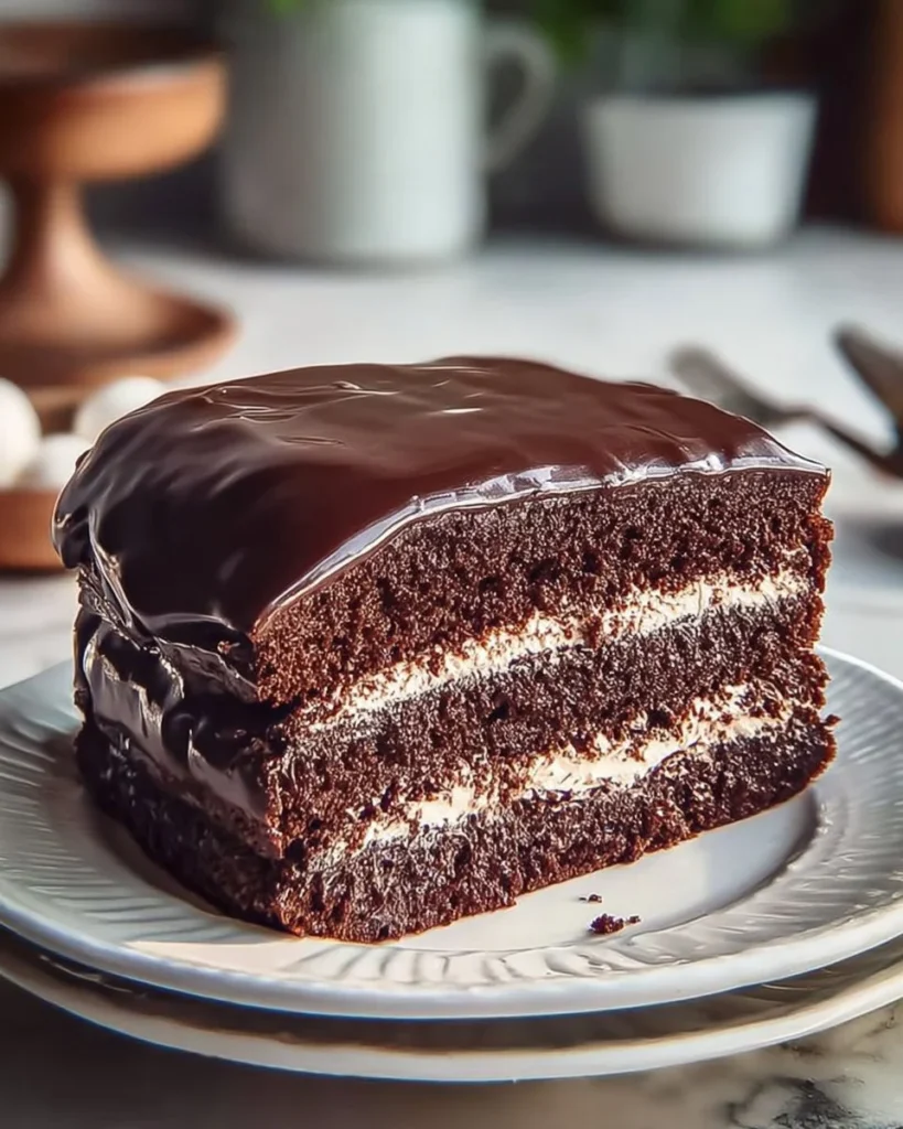 Delicious homemade Hershey's chocolate cake on a plate