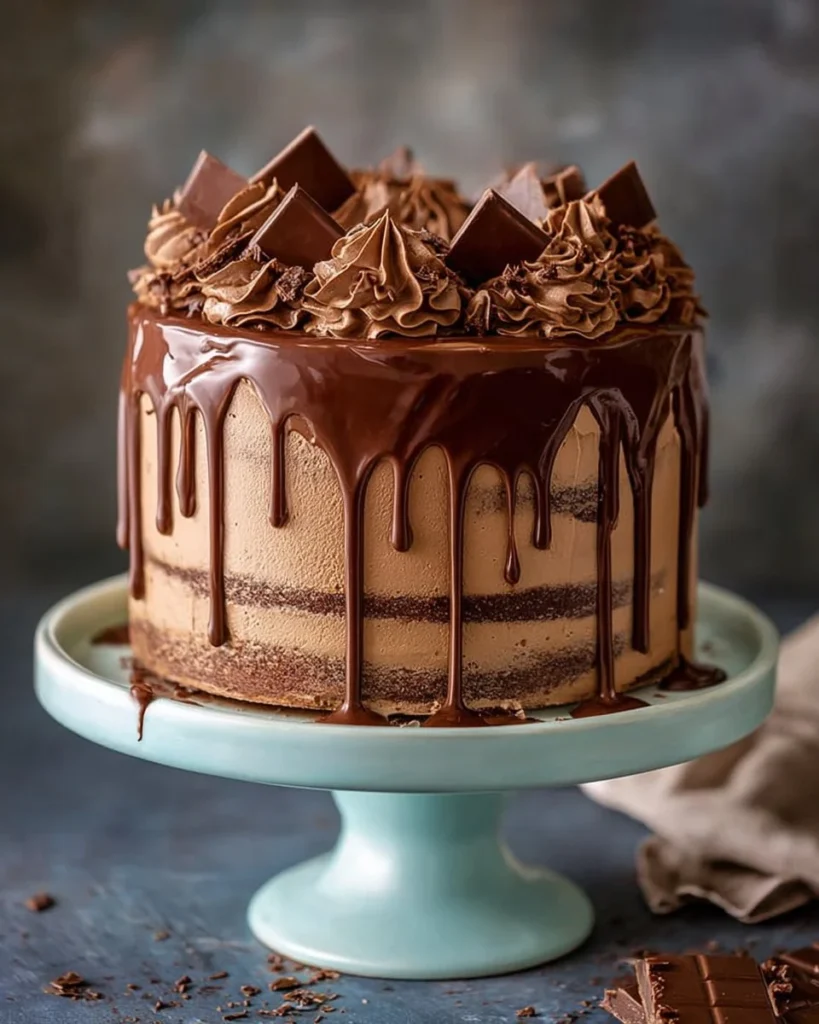 Delicious homemade chocolate butter cake on a white plate