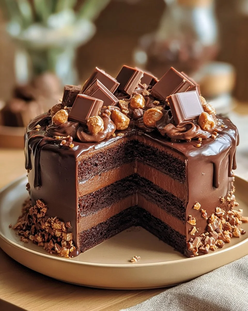 Delicious homemade chocolate cake topped with rich chocolate icing