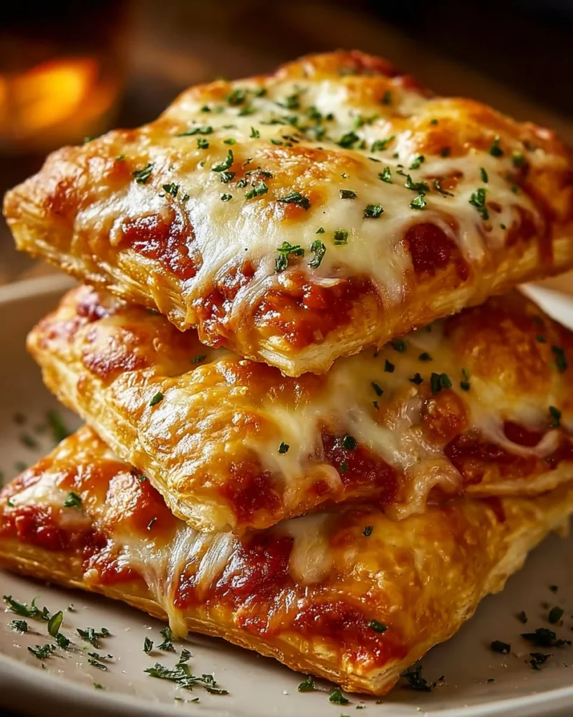 Delicious homemade cheesy pizza pockets ready to eat