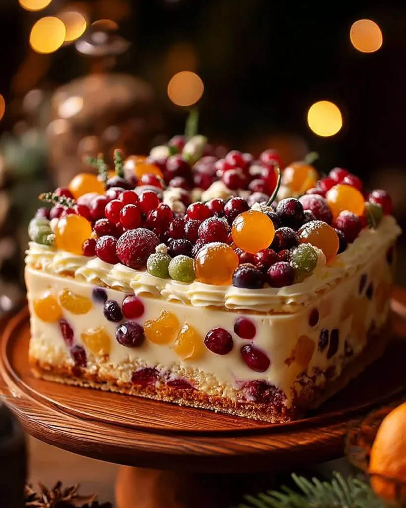 Delicious homemade fruit cake with nuts and dried fruits