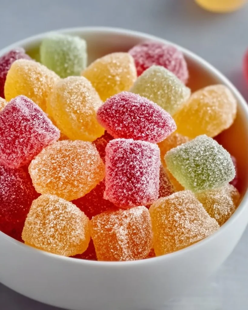 Colorful homemade gumdrops arranged on a plate