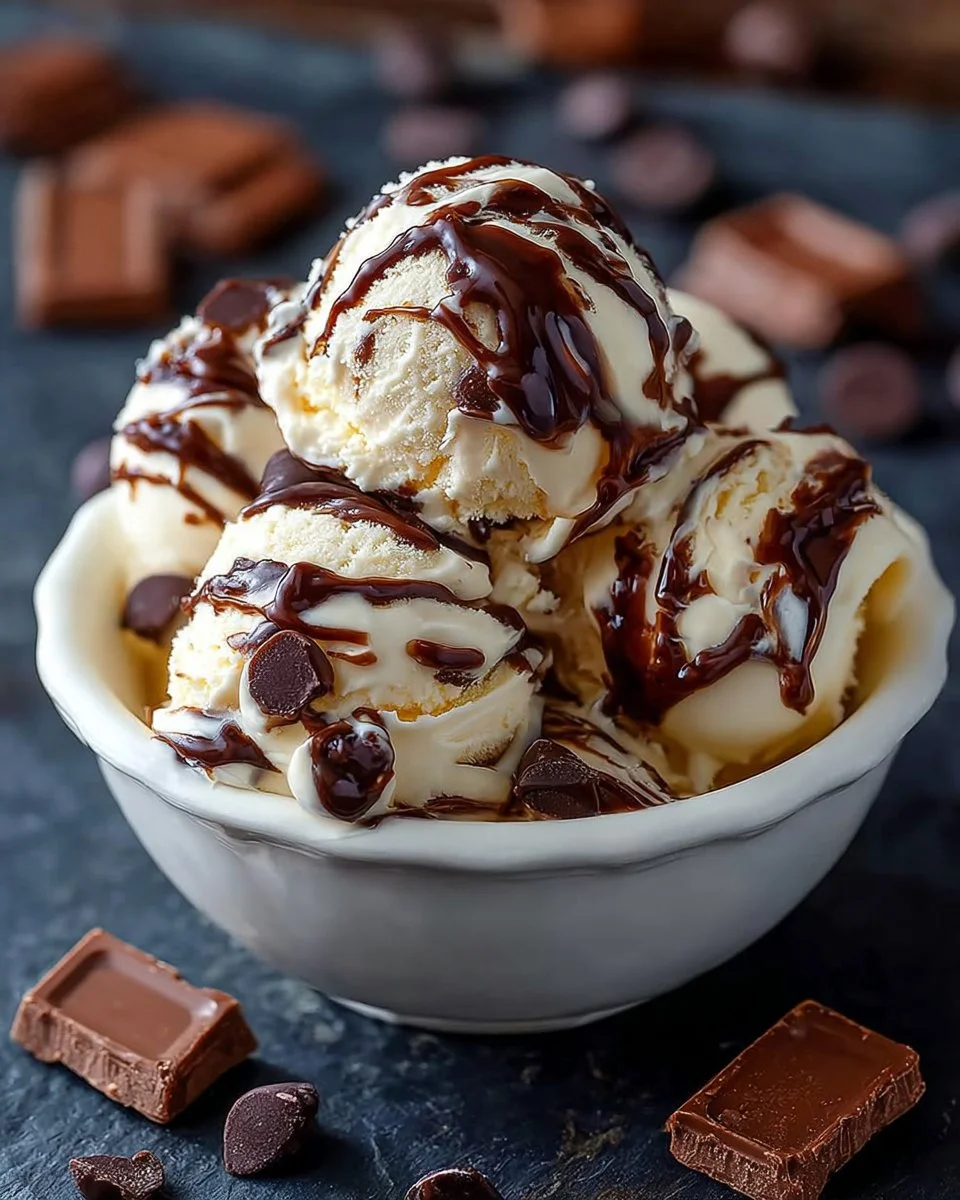 Bowl of homemade Moose Tracks Ice Cream with chocolate and peanut butter swirls