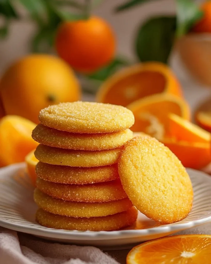 Freshly baked homemade orange cookies on a plate.