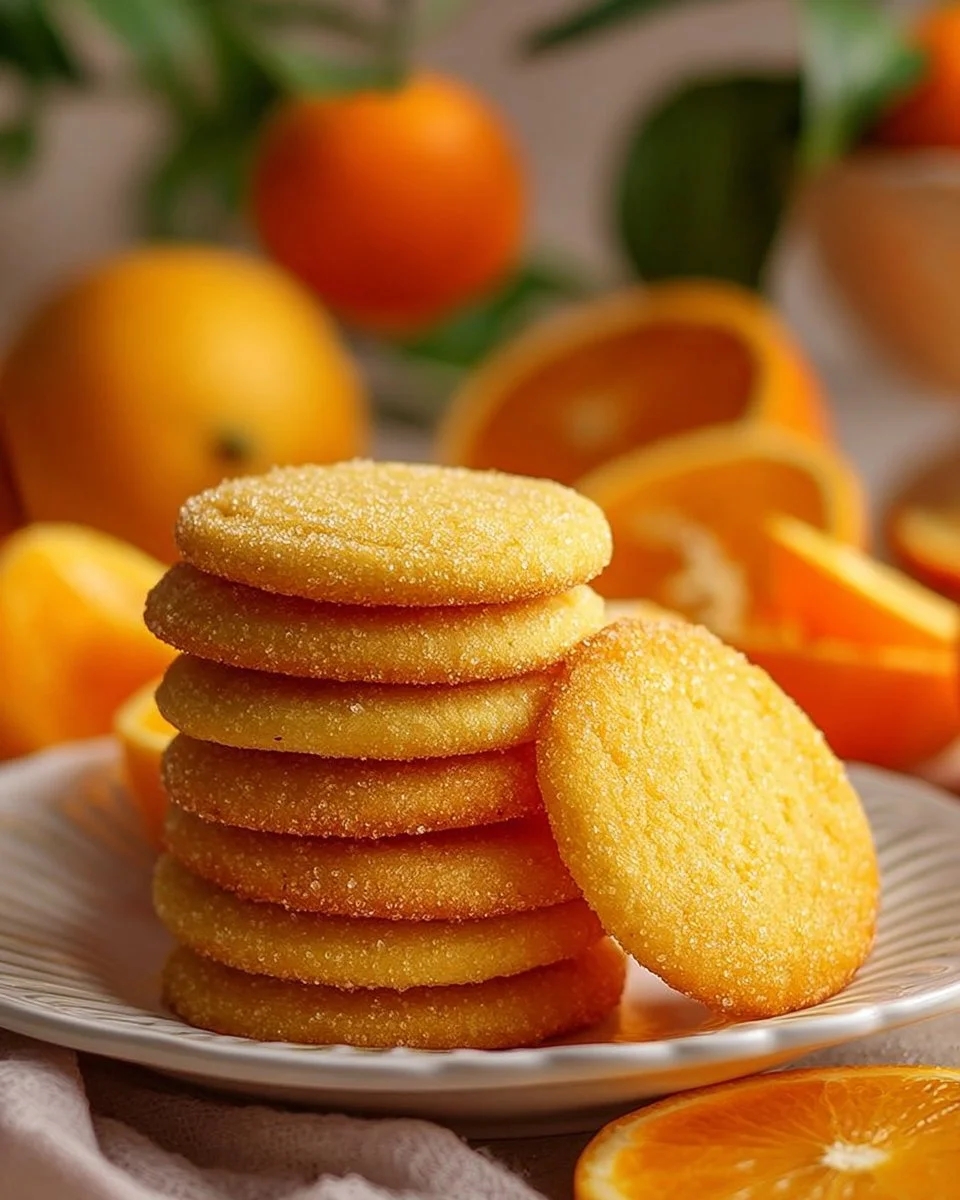 Freshly baked homemade orange cookies on a plate.