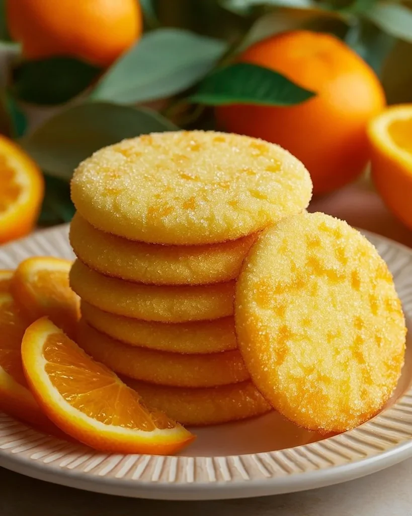 Delicious homemade orange cookies with a citrus glaze on a baking sheet.