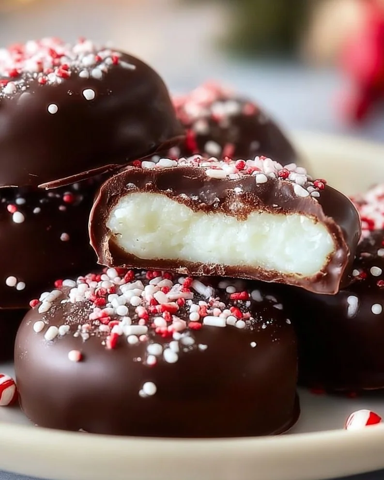 Homemade peppermint patties on a plate ready to be enjoyed