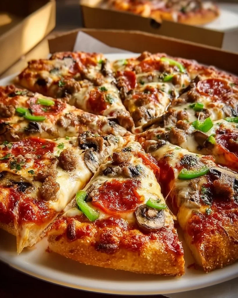 Delicious homemade pizza topped with fresh ingredients and melted cheese