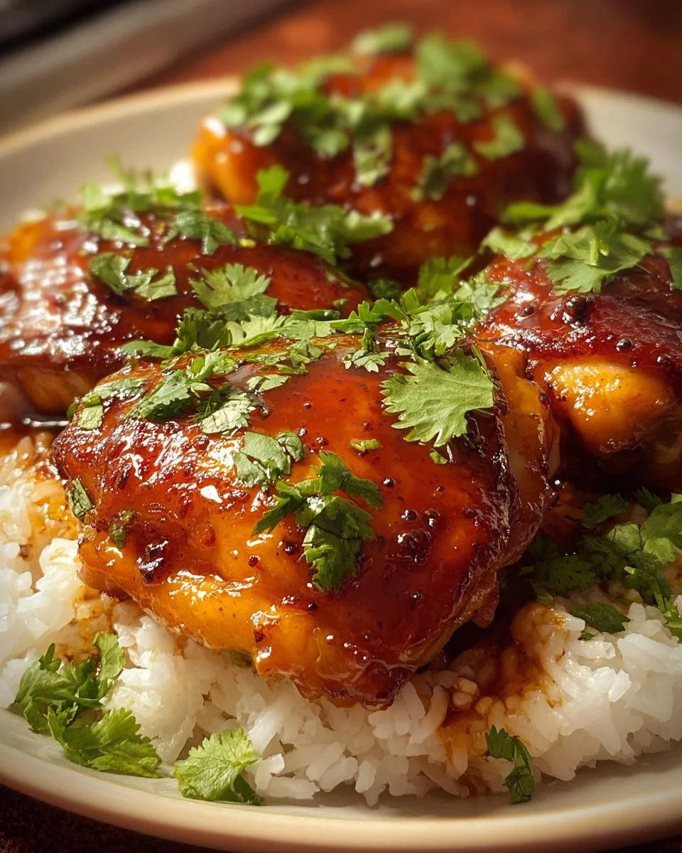 Delicious Honey Garlic Chicken Thighs served on a plate