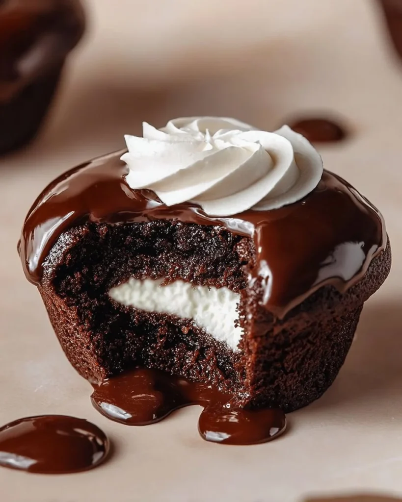 Homemade Hostess Cupcake Cookies with chocolate frosting and cream filling