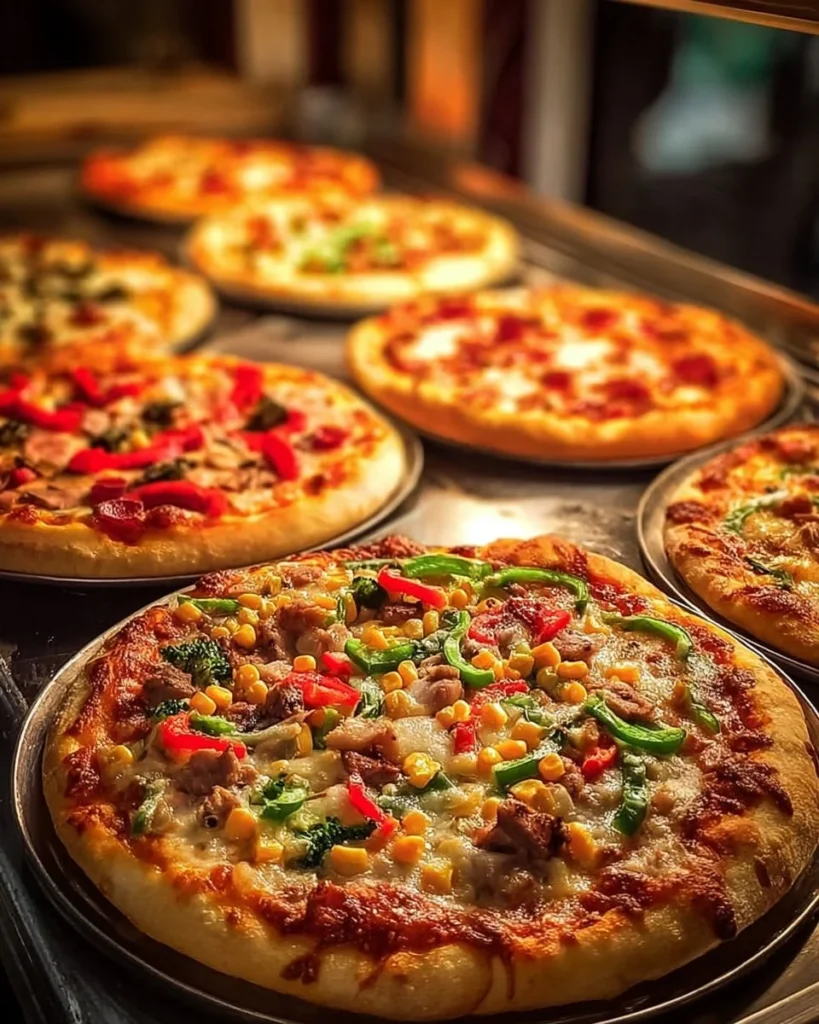 Homemade pizza with fresh ingredients and melted cheese
