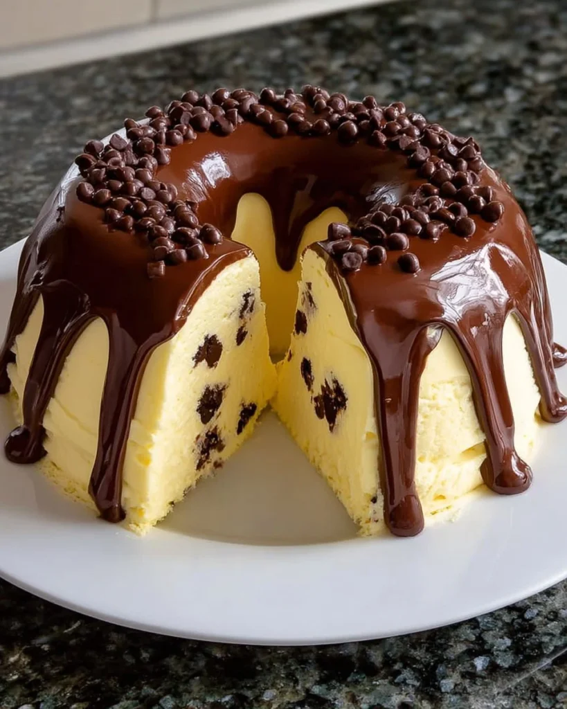 Delicious ice cream pudding topped with dulce de leche for a sweet dessert.