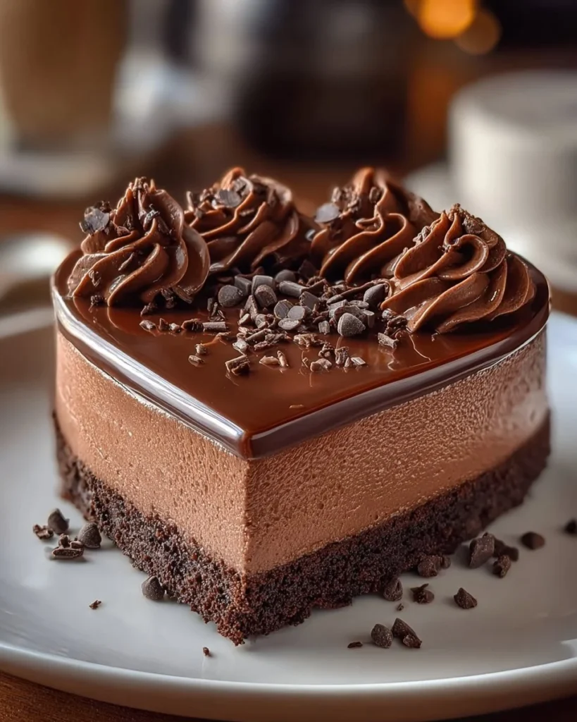 Deliciously creamy Instant Pot Chocolate Cheesecake slice on a plate