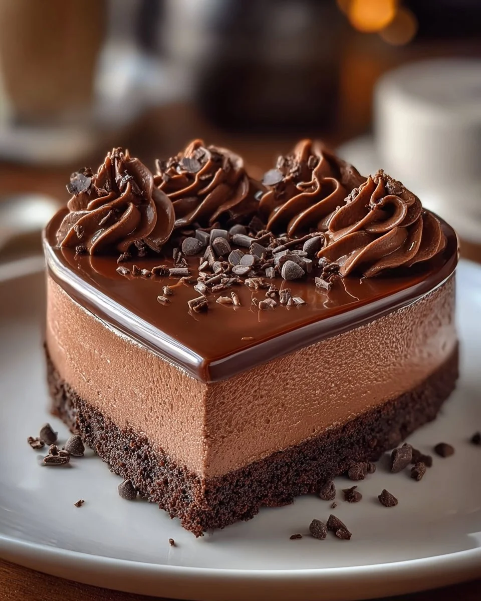 Deliciously creamy Instant Pot Chocolate Cheesecake slice on a plate
