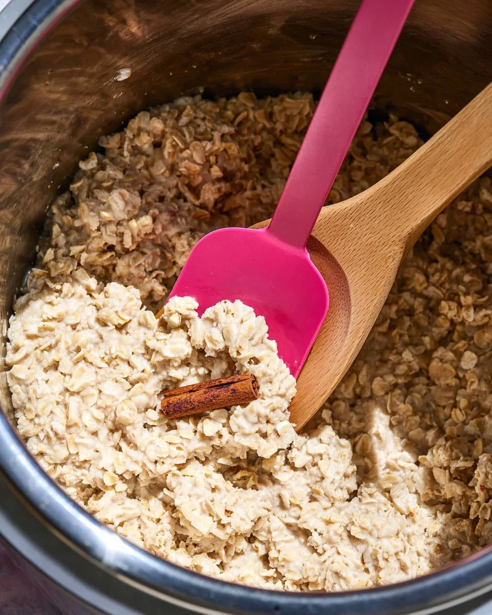 Bowl of delicious Instant Pot oatmeal topped with fresh fruits and nuts