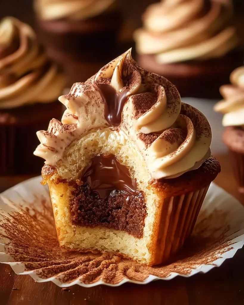 Delicious Boston Cream Cupcakes with chocolate frosting and custard filling
