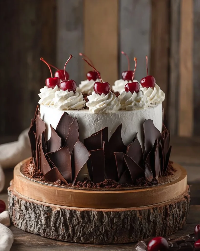Irresistible cherry chocolate cake with rich chocolate frosting and cherry topping