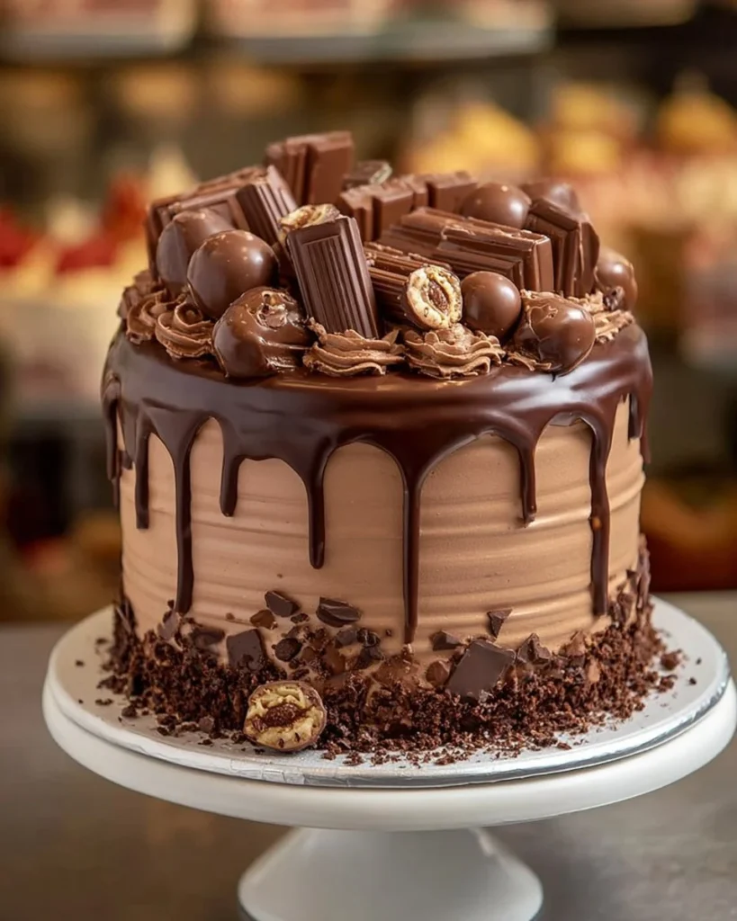 Irresistible Chocolate Overload Cake with rich chocolate layers and toppings
