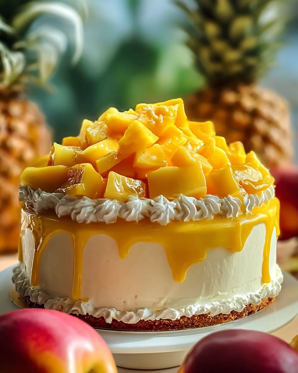 Juicy Pineapple Heaven Cake showcasing layers of moist pineapple and cream frosting.