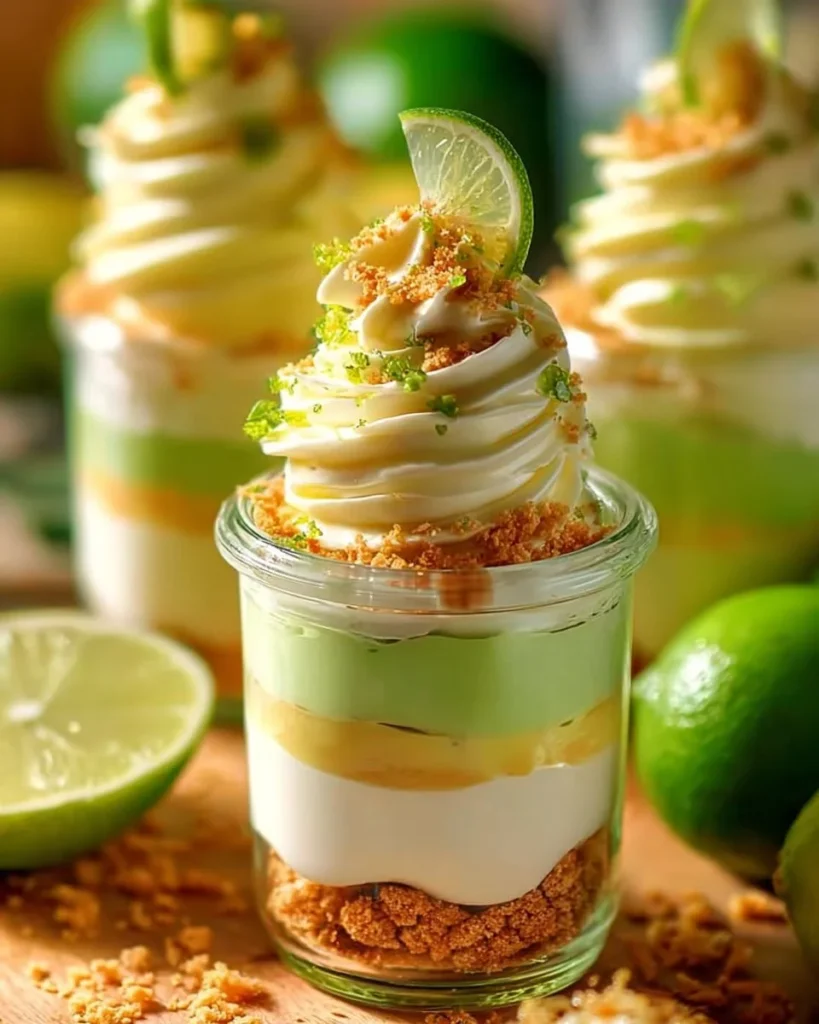Delicious Key Lime Cheesecake Parfaits in decorative glass cups