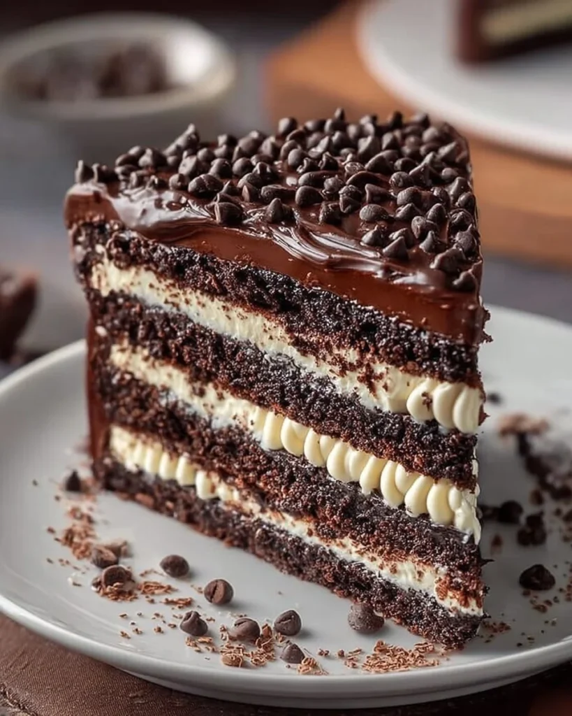 Delicious layered chocolate delight dessert showcasing rich chocolate and cream layers