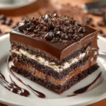Delicious layered chocolate delight dessert with rich chocolate layers