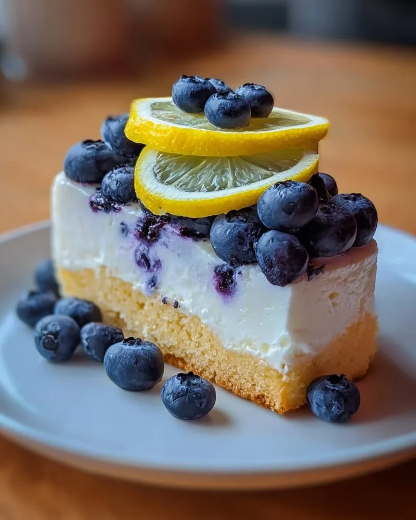 Delicious lemon blueberry cake with fresh blueberries and lemon zest