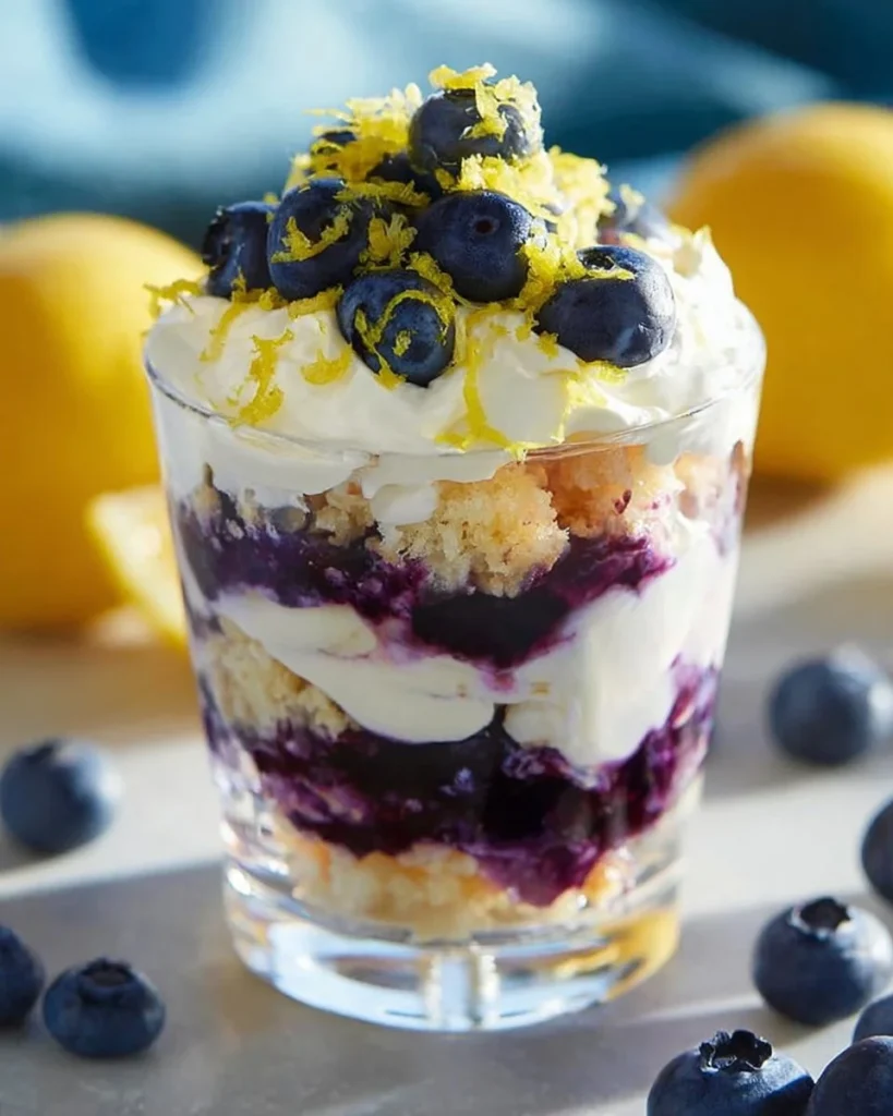 Delicious Lemon Blueberry Parfaits layered with yogurt and berries