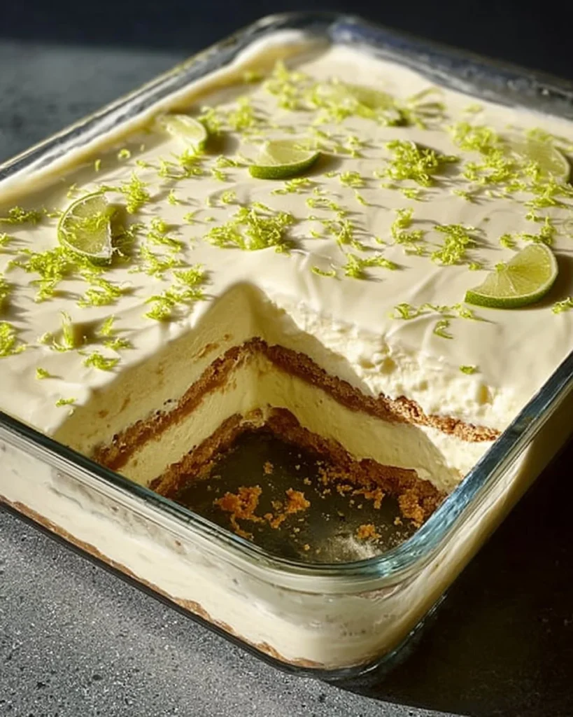 Delicious Lemon Carlota dessert with fresh lemon slices and whipped cream