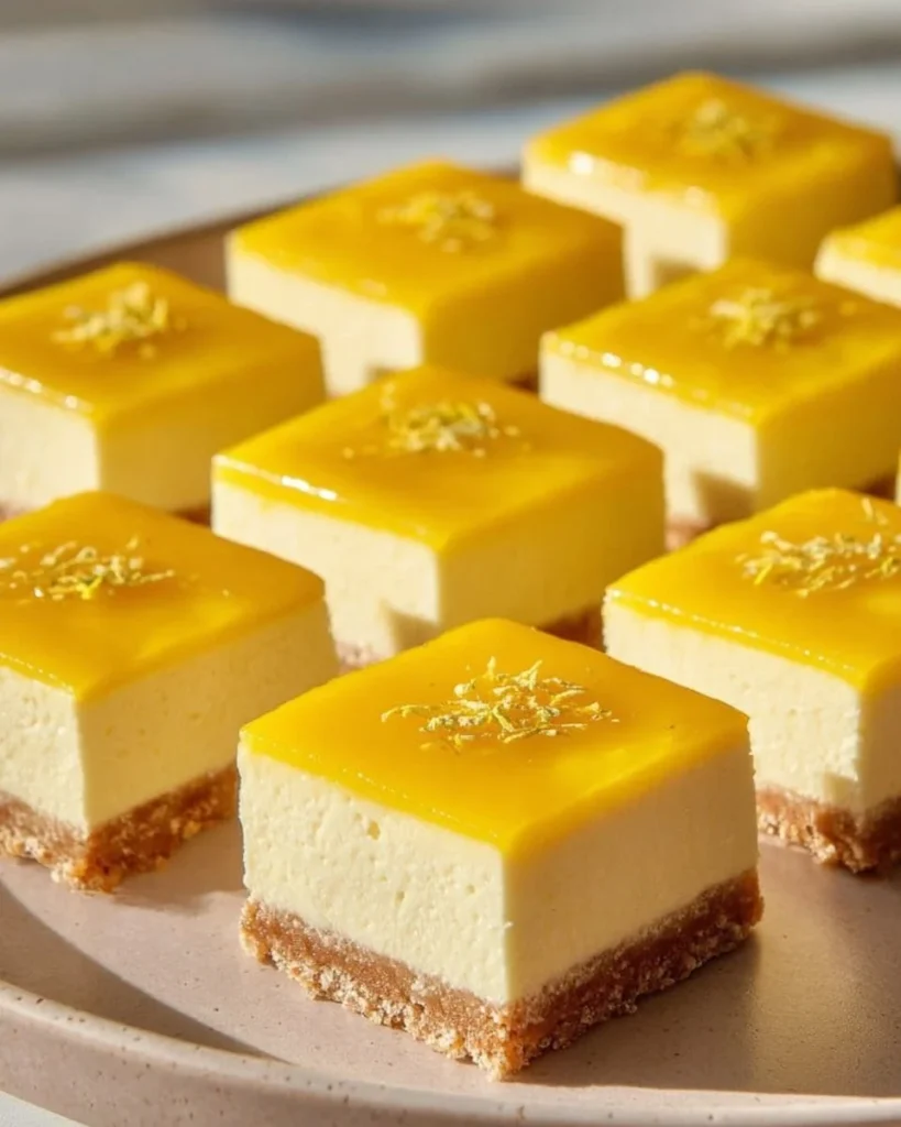 Delicious Lemon Cheesecake Bars with a creamy filling and tangy lemon flavor