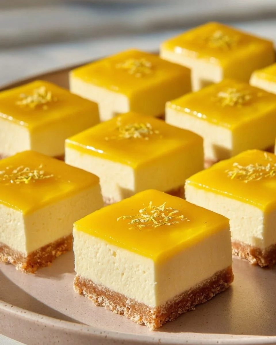 Delicious Lemon Cheesecake Bars with a creamy filling and tangy lemon flavor