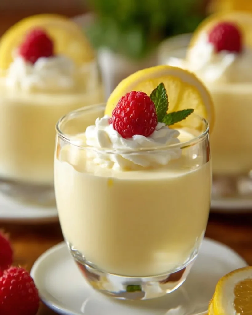 Delicious Lemon Cheesecake Mousse in a glass, garnished with lemon zest and mint.