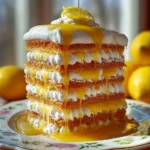 Delicious Lemon Meringue Cake with fluffy meringue and lemon filling