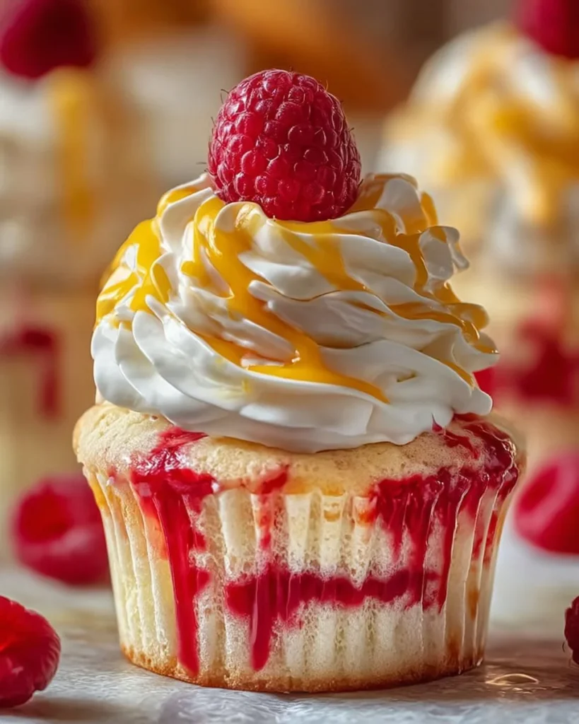 Delicious lemon raspberry swirl cheesecake cups topped with fresh berries