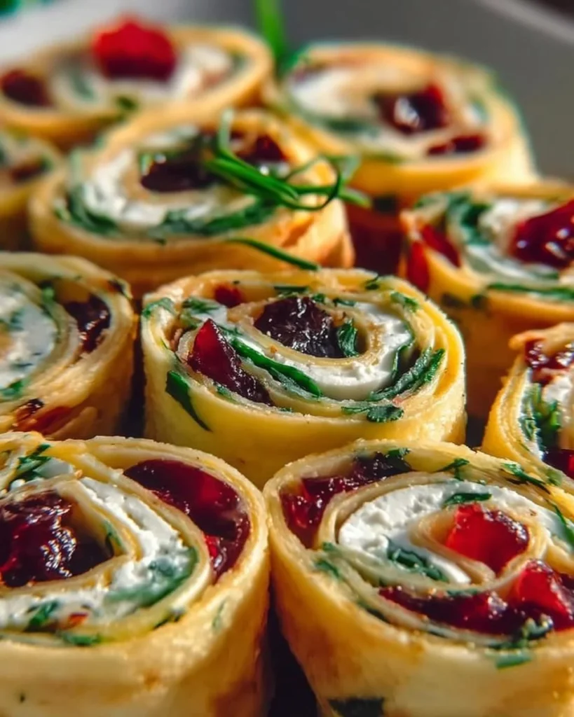 Low Carb Cranberry Feta Pinwheels on a serving platter