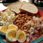 Delicious macaroni salad with tuna in a colorful bowl