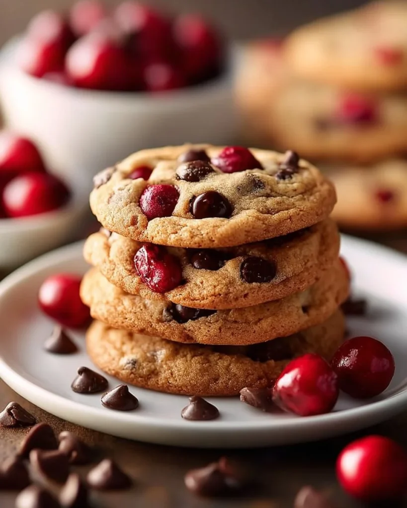 Maraschino cherry chocolate chip cookies fresh from the oven