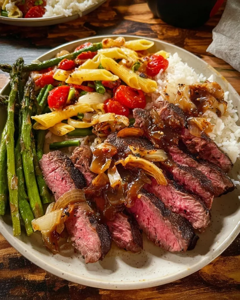 Delicious marinated flank steak on a grill, ready to be served.