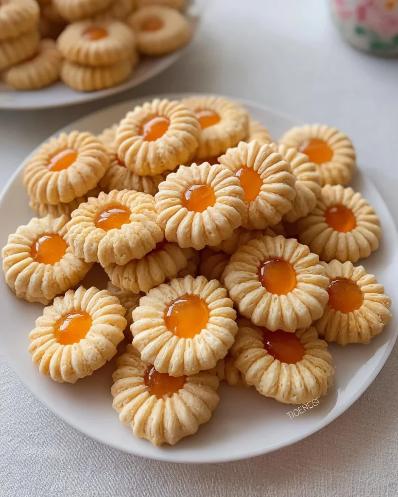 Delicious homemade marmalade cookies on a baking tray.