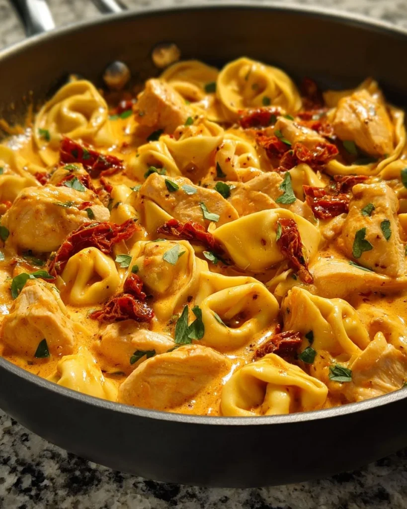 Delicious Marry Me Chicken Tortellini with sun-dried tomato cream sauce