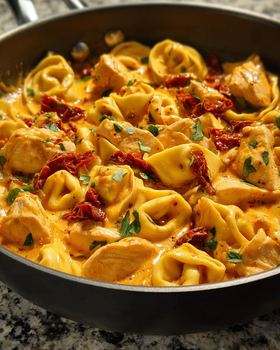 Delicious Marry Me Chicken Tortellini with sun-dried tomato cream sauce
