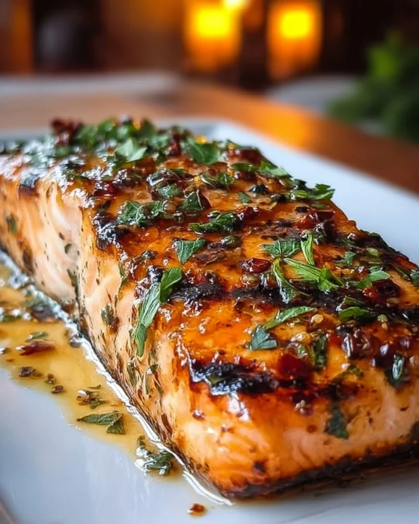 Delicious Marry Me Salmon dish garnished with herbs and vegetables