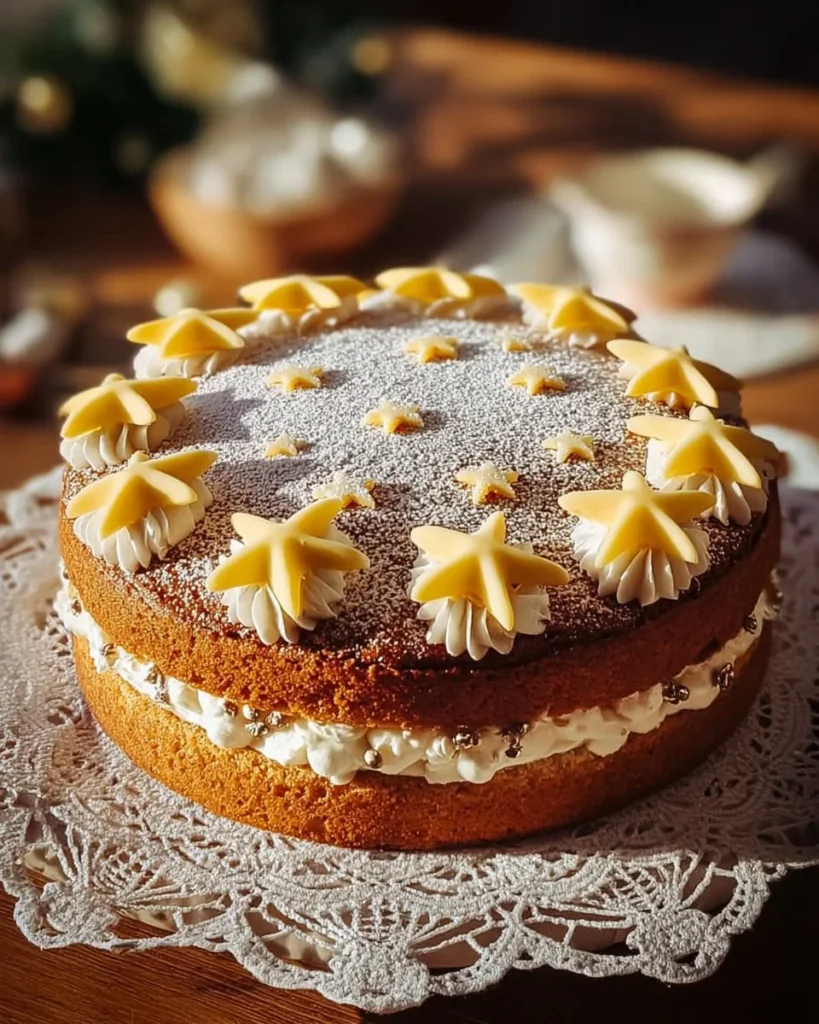 Slice of Mary Berry's Orange Spice Cake garnished with orange zest and spices