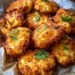 Mediterranean Chicken and Cheese Fritters served with fresh herbs