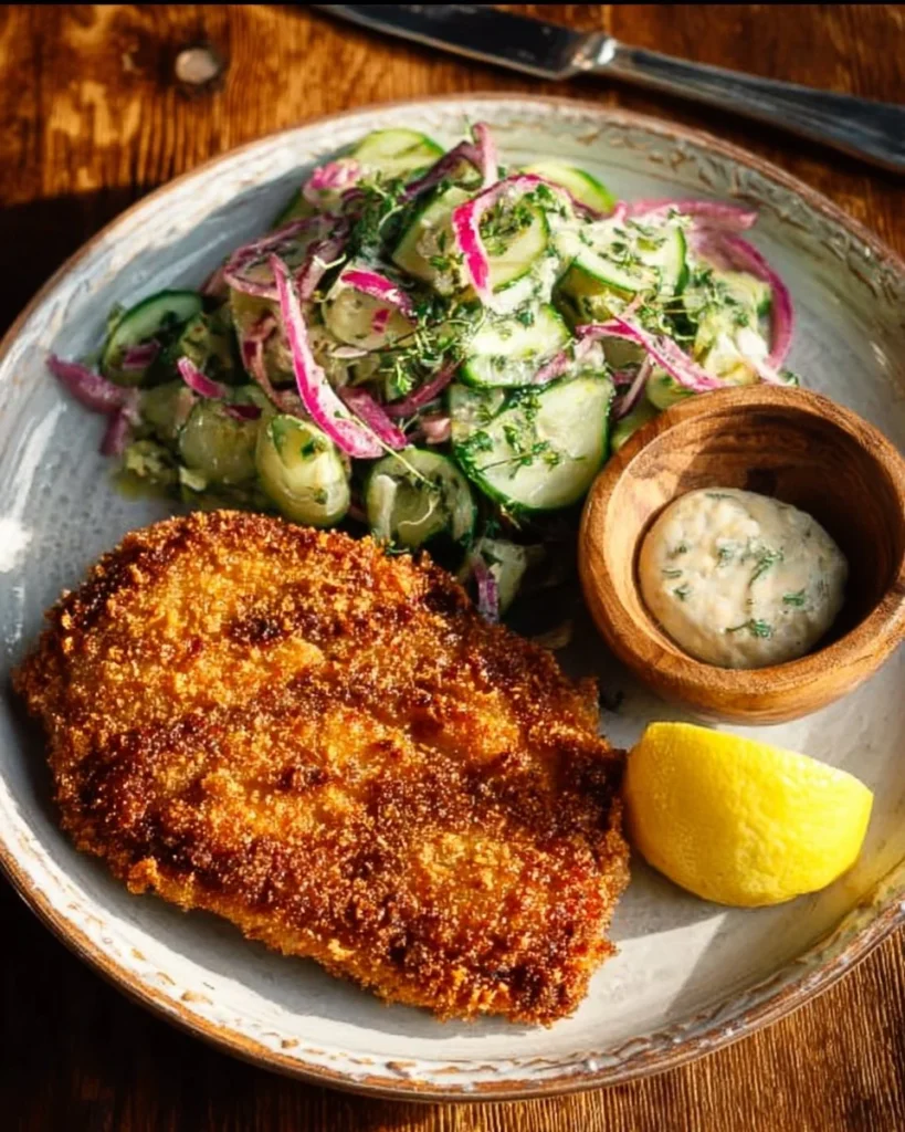 Mediterranean walnuts crusted chicken served with fennel slaw