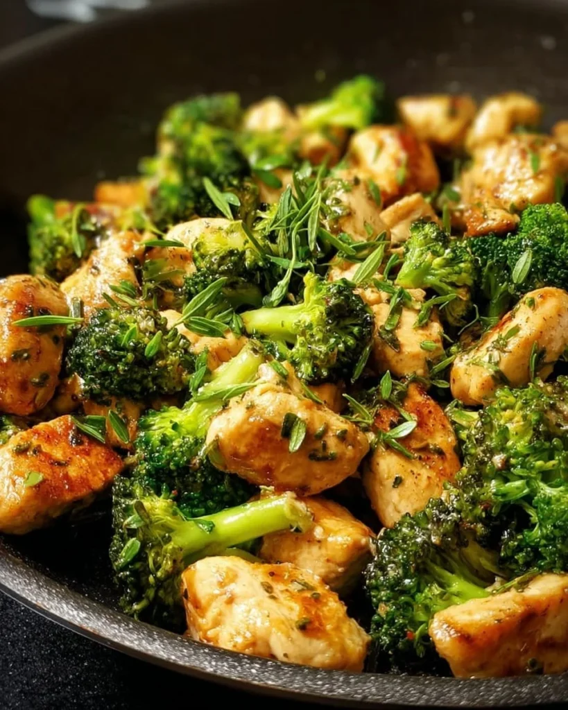 Plate of Mediterranean Garlic Chicken served with broccoli and spinach