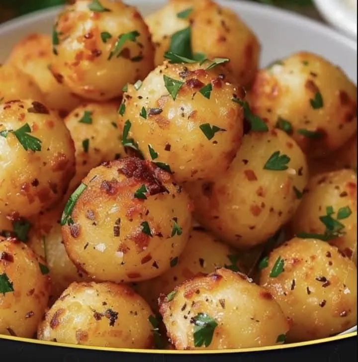 Mediterranean Garlic Potato Pops, crispy and seasoned potato snacks