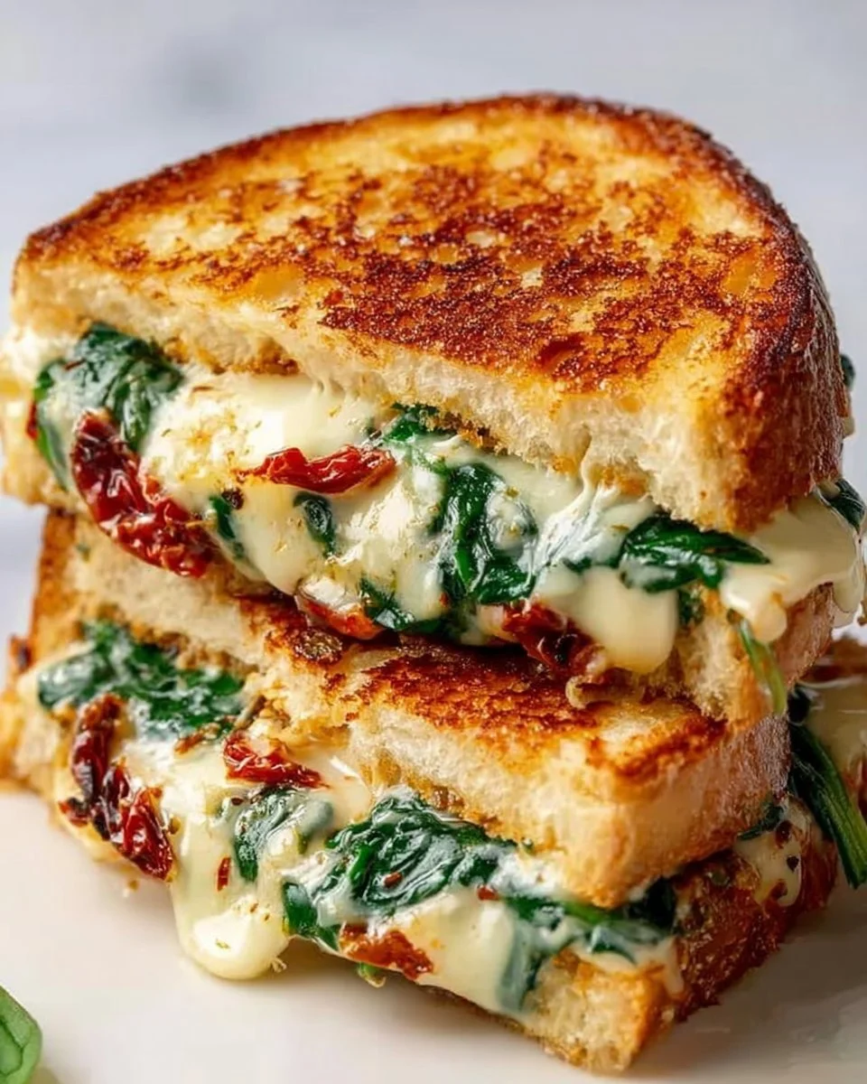 Mediterranean grilled cheese sandwich with herbs and tomatoes