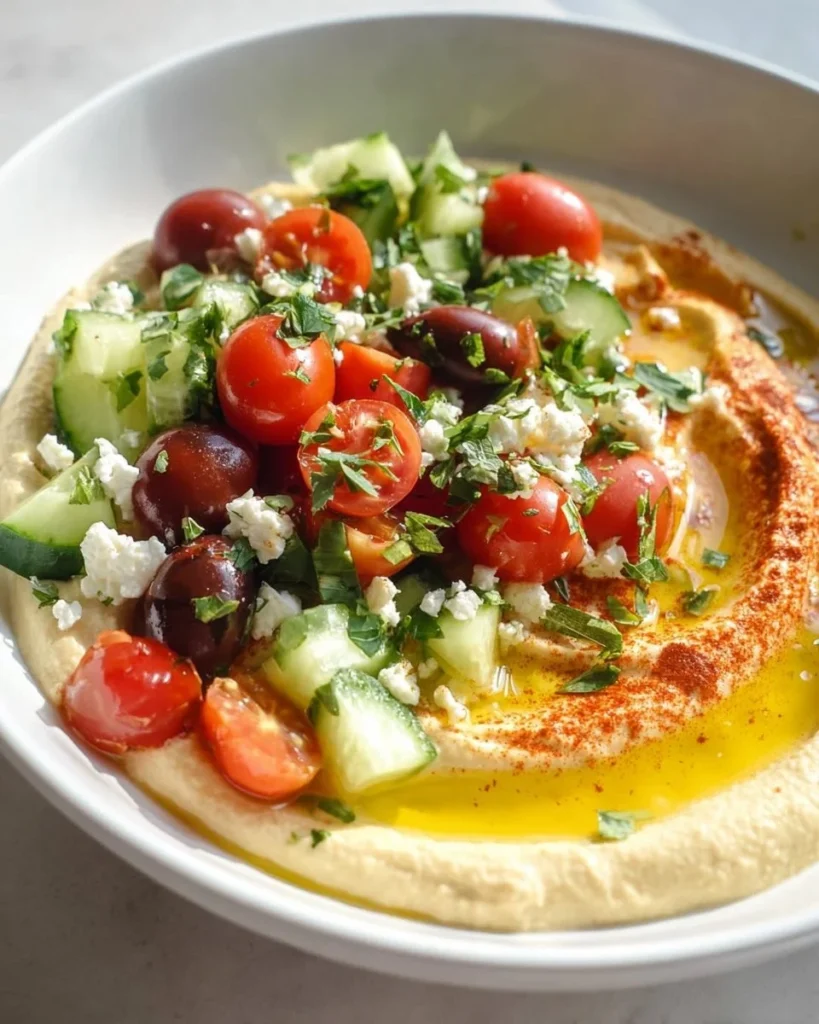 Mediterranean Hummus Bowl with fresh ingredients and vibrant flavors